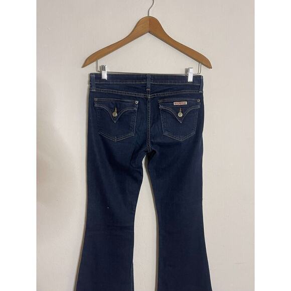 Hudson Jeans 29 Low Rise Flare Dark Wash Stretch Denim Y2k Style Flap Pockets - Picture 3 of 12